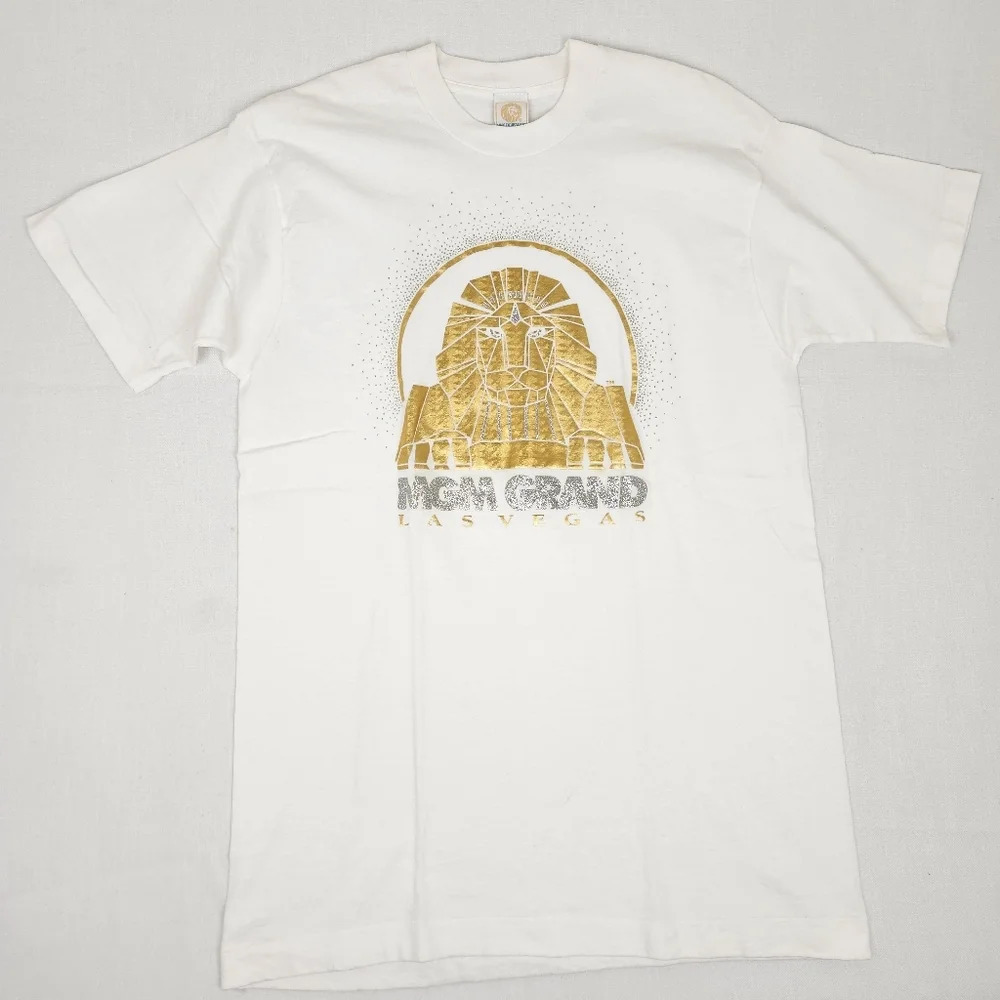 Vintage White T‑Shirt with Gold MGM Grand Sphinx Graphic